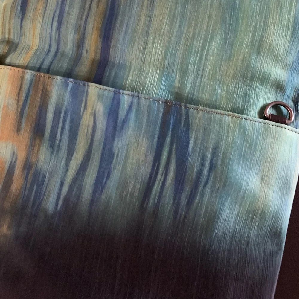 Two-Tone Blue Silk Fold-Over Clutch